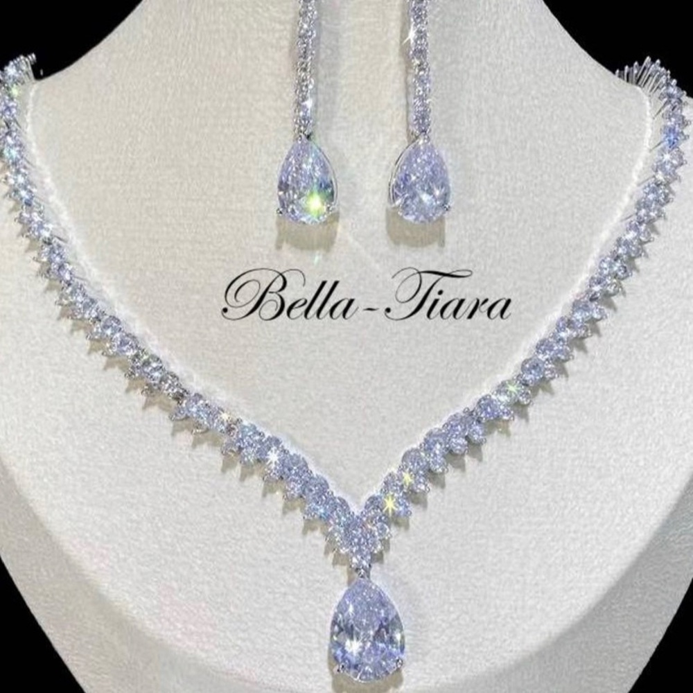 Bella Tiara bridal necklace and earring set
